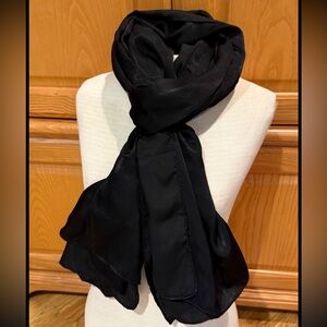 Verona Women’s Black Satin Scarf Rectangular 39” X 69”